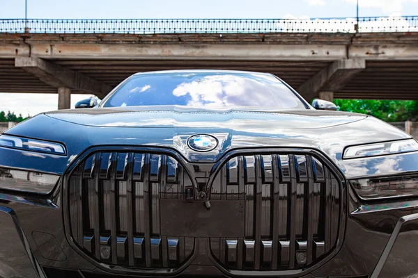 stock image Lviv, Ukraine - July 3, 2023: Closeup of BMW 7 Series G70,  front view