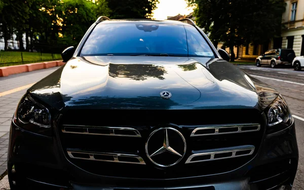 Estugarda Alemanha Junho 2023 Mercedes Benz Assina Carro Preto — Fotografia de Stock