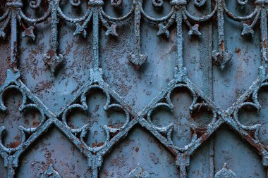 Antik paslı sahte çit dekorasyonu, tasarım amacı için klasik dekorasyon.