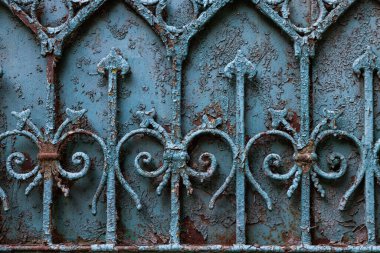 Antik paslı sahte çit dekorasyonu, tasarım amacı için klasik dekorasyon.