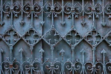 Antik paslı sahte çit dekorasyonu, tasarım amacı için klasik dekorasyon.