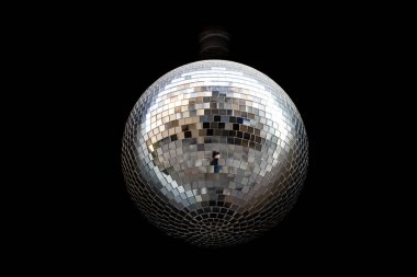 Closeup of discoball on black background for design purpose clipart