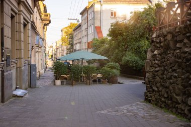 Lviv, Ukraine - July 12, 2023: Lviv outdoor restaurant