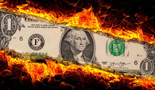 Dollar Banknote Flame Design Purpose — Stock Photo, Image