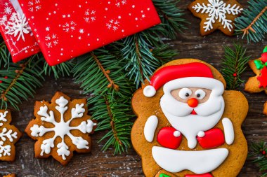 Tasarım amaçlı Noel zencefilli dekorasyon arka planı