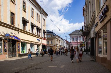 Uzhhorod, Ukrayna - 24 Ağustos 2023: Uzhhorod, Ukrayna 'da Antik Sokak