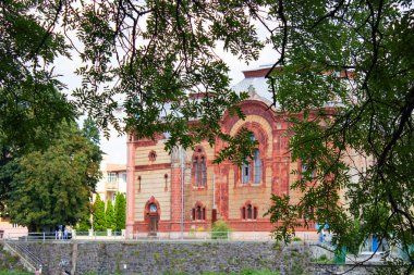 Uzhhorod, Ukrayna - 24 Ağustos 2023: Eski Uzhhorod Sinagogu, şimdi Transcarpathian Bölgesel Filarmoni Orkestrası