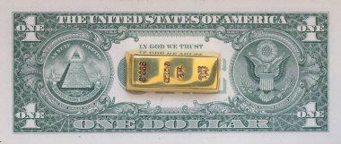 Tasarım amacı için 1 dolarlık arkaplanda altın külçeler