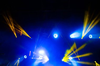 Colorful concert lights on empty stage for design purpose