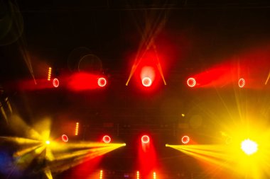 Colorful concert lights on empty stage for design purpose
