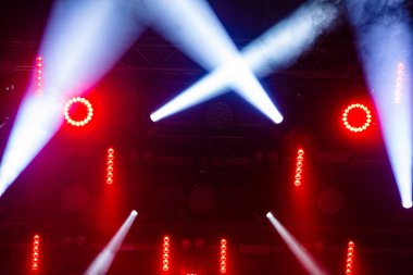 Colorful concert lights on empty stage for design purpose