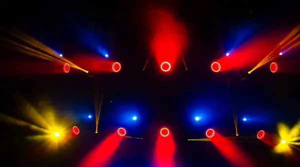 Colorful Concert Lights Empty Stage Design Purpose — Zdjęcie stockowe