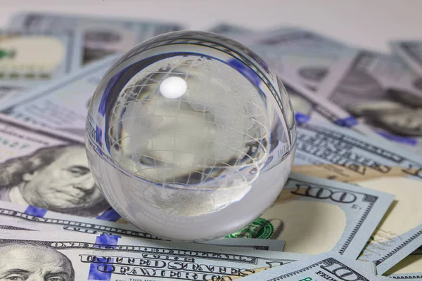 Glass Globe 100 Dollar Banknote Design Purpose Stock Photo