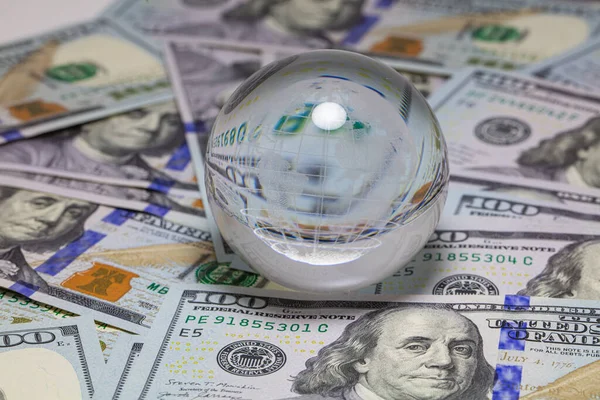 Glass Globe 100 Dollar Banknote Design Purpose Stock Image