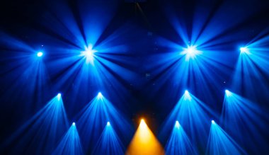 Colorful concert lights on empty stage for design purpose
