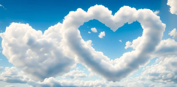 Heart Shaped Clouds Romantic Background Design Purpose — Stock Photo, Image