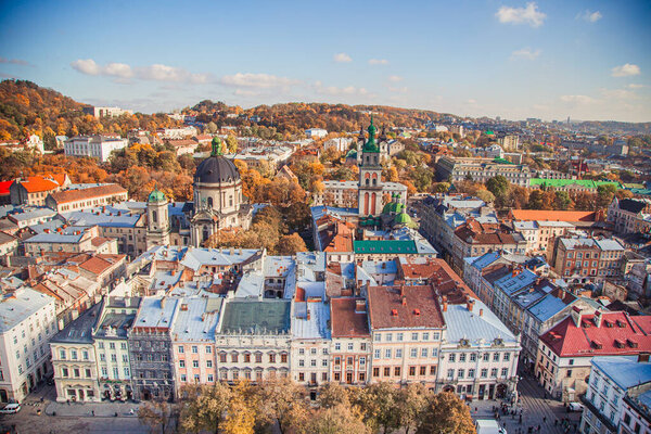 Lviv panoramic aerial view