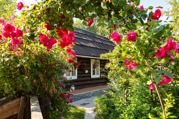 Lviv bölgesindeki antik ahşap köy evi, Ukrayna