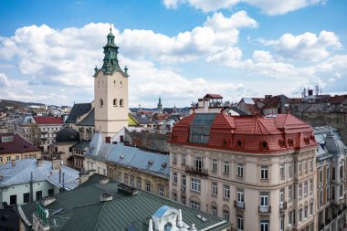 Lviv, Ukrayna - Nisan 2021: İHA 'dan Ukrayna' nın Lviv kentindeki Latin Katedrali