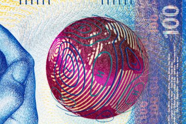 Tasarım amaçlı İsviçre frangı 100 franklık banknotun kapanışı