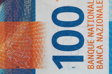 Tasarım amaçlı İsviçre frangı 100 franklık banknotun kapanışı