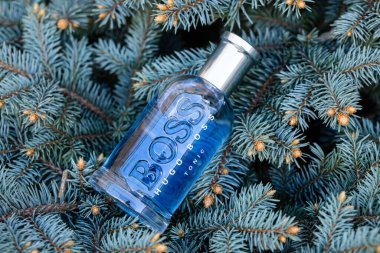 Lviv, Ukrayna - 8 Nisan 2024 Hugo Boss Şişe Tonik Eau de tuvalet şişesi