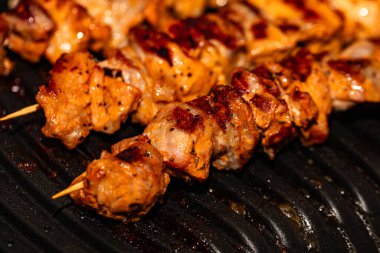 Tasarım amacıyla elektrikli ızgarada hazırlanmış et yakınlaştırma