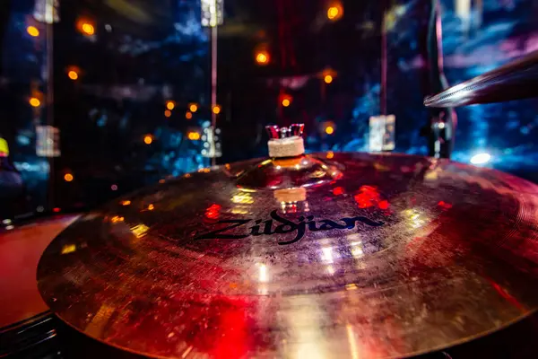 stock image Lviv, Ukraine - April 24, 2024: Sabian cymbals on concert stage