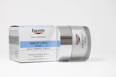 Lviv, Ukraine - May 8, 2024: Eucerin AQUAPORIN Active cream for normal to combination skin clipart