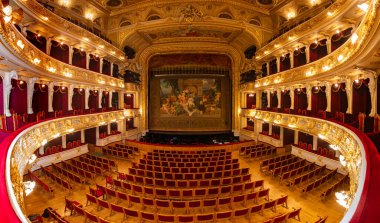 Lviv, Ukraine - April 15, 2024: Parnas curtain in Lviv National Opera clipart