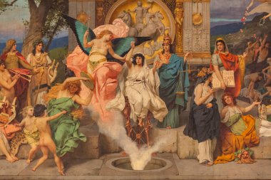 Lviv, Ukrayna - 15 Nisan 2024: Lviv Ulusal Operasında Parnas Perdesi