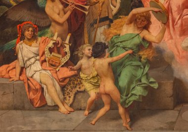 Lviv, Ukrayna - 15 Nisan 2024: Lviv Ulusal Operasında Parnas Perdesi