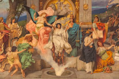 Lviv, Ukrayna - 15 Nisan 2024: Lviv Ulusal Operasında Parnas Perdesi