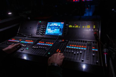 Lviv, Ukraine - May 19, 2024: Closeup of Yamaha sound control panel for design purpose