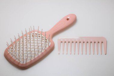 Lviv, Ukrayna - 15 Temmuz 2024: Pembe Janeke Spazzola Superbrush ve Pembe Janeke Mini Supercomb