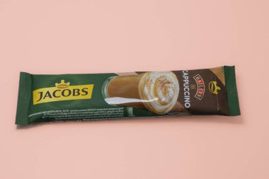 Lviv, Ukraine - April 16, 2024: Jacobs  Baileys Cappuchino stick clipart