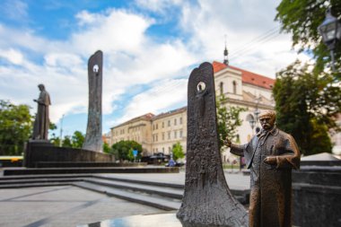 Lviv, Ukrayna - 10 Temmuz 2024: Lviv 'de Taras Shevchenko anıtı modeli