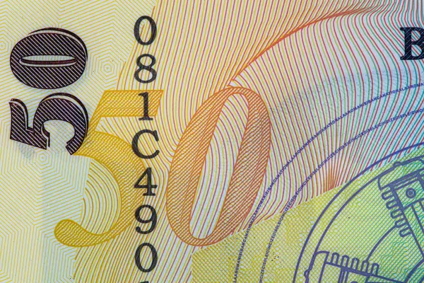 stock image Closeup of 50 Romanian lei banknote for design purpose