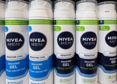 Lviv, Ukrayna - 26 Ağustos 2024: Nivea Men Traş Jeli