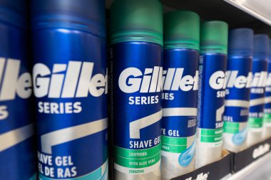 Lviv, Ukrayna - 26 Ağustos 2024: Gillette Serisi Traş Jeli