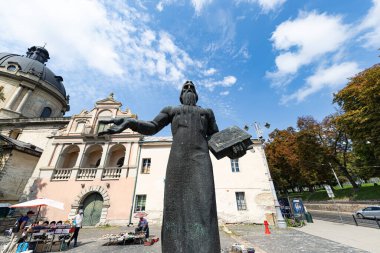 Lviv, Ukraine - August 27, 2024: Monument to Ivan  Fedorov in Lviv clipart