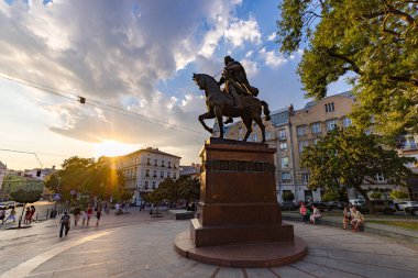 Lviv, Ukraine - August 31, 2024: Monument to King Danylo Halytskyi in Lviv clipart