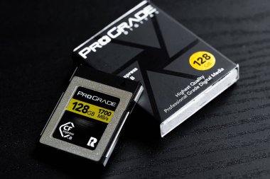 Lviv, Ukraine - September 19, 2024: ProGrade Digital CFexpress Type B Memory Card 128 GB clipart