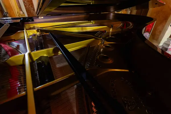 stock image Lviv, Ukraine - September 29, 2024: Steinway and Sons logo on black pianoforte