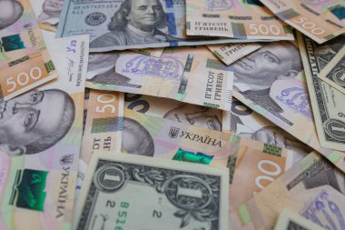 Dolar ve 500 Hryvnyas tasarım amaçlı fon notları