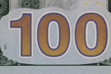 Tasarım amaçlı yeni 100 dolarlık banknotun bir parçası.