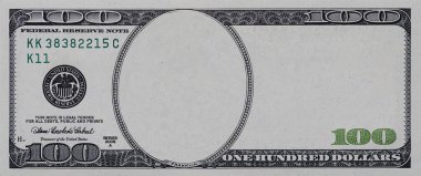 100 dolarlık banknot. Tasarım amacı için beyaz arkaplanda elementler
