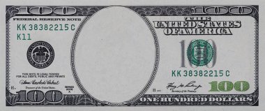 100 dolarlık banknot. Tasarım amacı için beyaz arkaplanda elementler