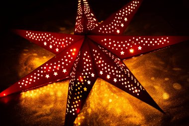 Tasarım amaçlı parıldayan Noel yıldızı ışık süslemesi