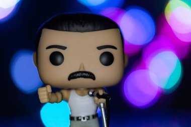 Lviv, Ukrayna - 12 Kasım 2024: Londra, İngiltere - 23 Temmuz 2023: Freddie Mercury 'nin Funko POPO vinil figürü)